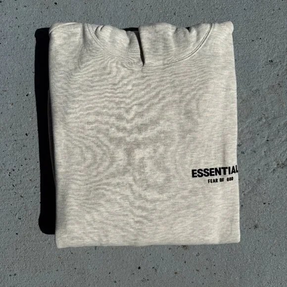 Fear of God Essentials Hoodie Grey Light Oatmeal Size Medium - Picture 12 of 12